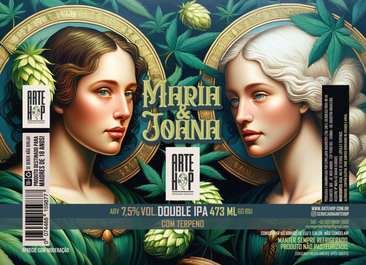 Chopp Maria & Joana Double IPA com terpeno 450ml